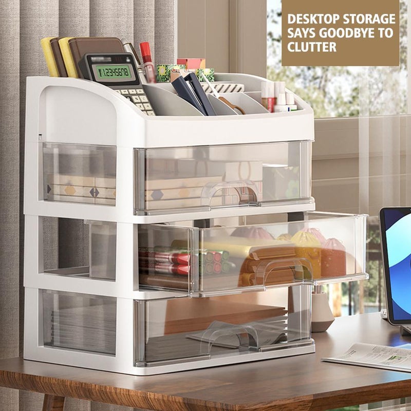 Makeup Organizer Countertop, Makeup Organizer with 3 Drawers, Large Capacity Cosmetic Display Cases, Cosmetic Storage Box Dressing Table Storage Rack - Image 4